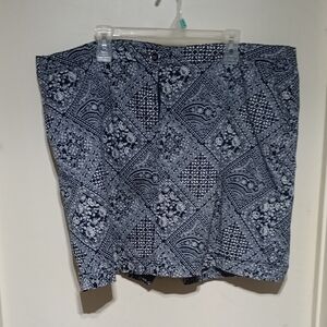 Navy and White Patterned Shorts